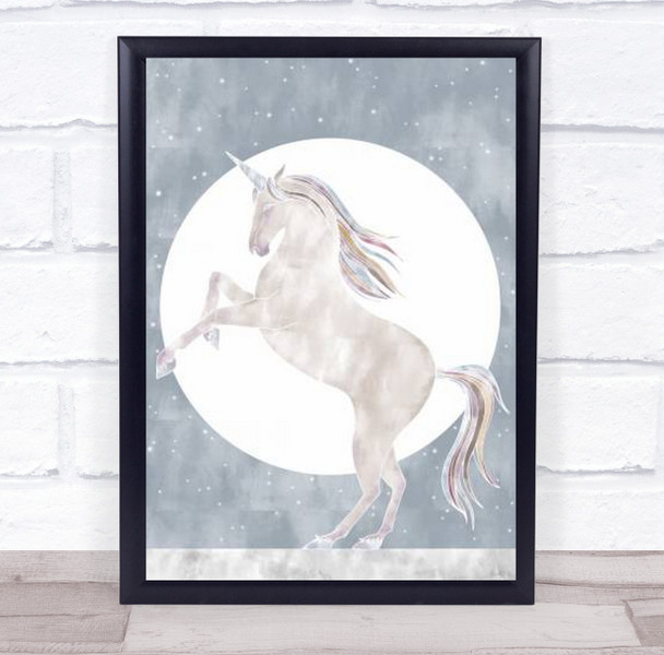 Rising Unicorn Horse Illustration Wall Art Print