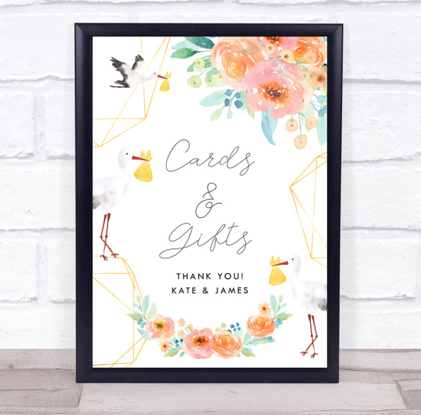Cards & Gifts Storks Geometric Floral Baby Shower Personalised Event Party Sign Cards & Gifts Storks Geometric Floral Baby Shower Personalised Event Party Sign