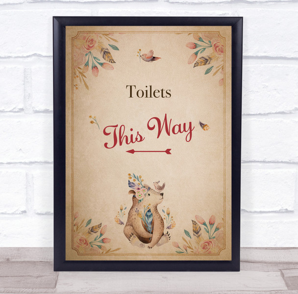 Vintage Bear Baby Shower Toilets This Way Left Personalised Event Party Sign