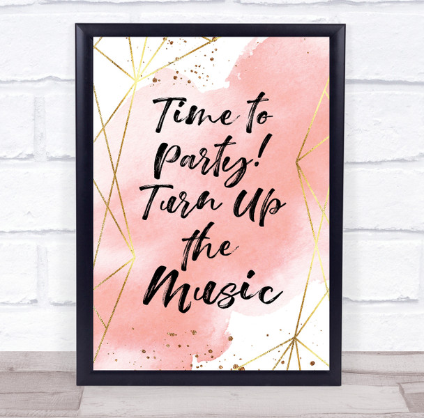 Time To Music Gold Geometric Light Pink Splatter Personalised Event Party Sign