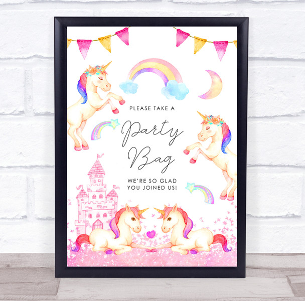 Pretty Pink Unicorn And Rainbows Birthday Bag Personalised Event Party Sign