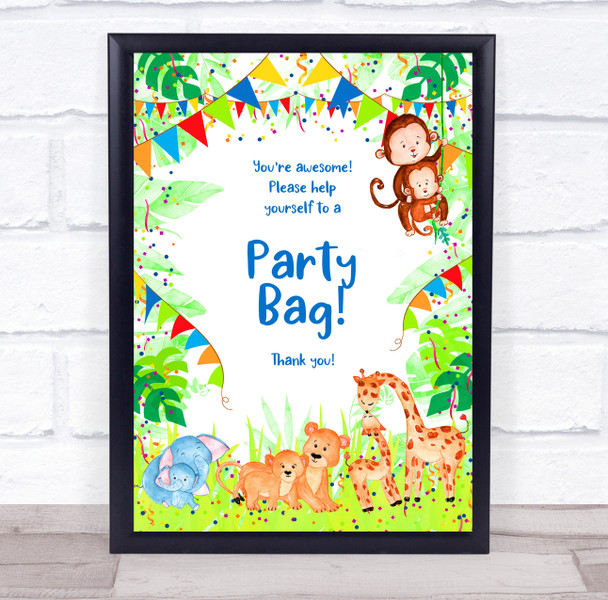Bag Kids Animal Jungle Birthday Personalised Event Party Decoration Sign