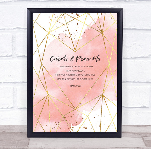 CardsPresents Gold Birthday Light Pink Splatter Personalised Party Sign