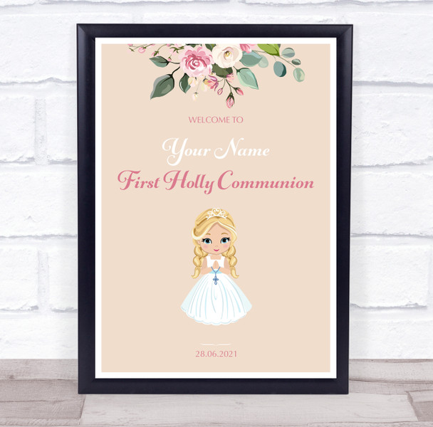 Girl First Holly Communion Personalised Event Occasion Party Decoration Sign