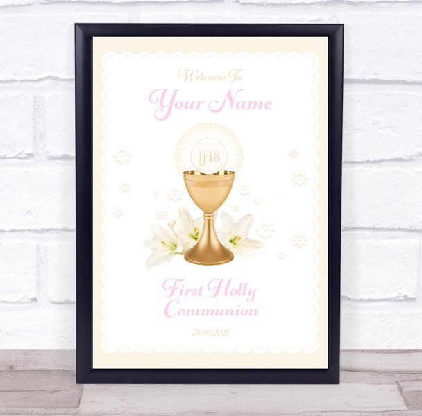Girl Welcome First Holly Communion Personalised Event Party Decoration Sign