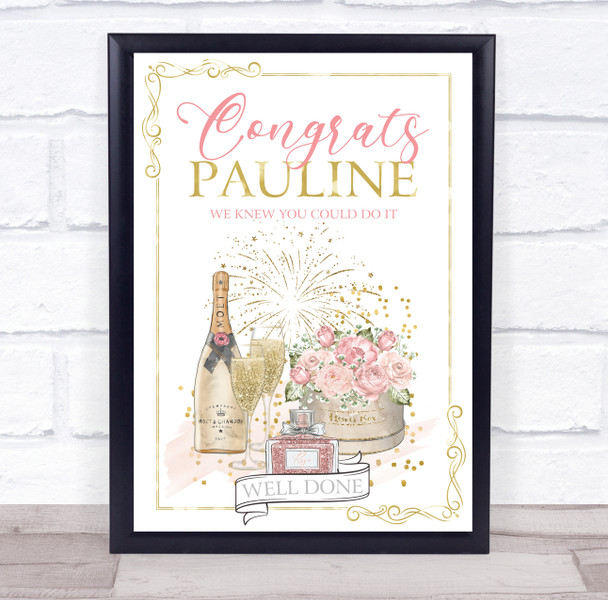 Congratulations Well Done Champagne Celebration Personalised Party Sign