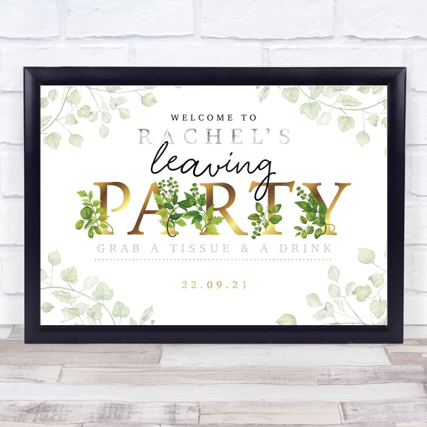 Leaving Gold & Vine Personalised Event Occasion Party Decoration Sign