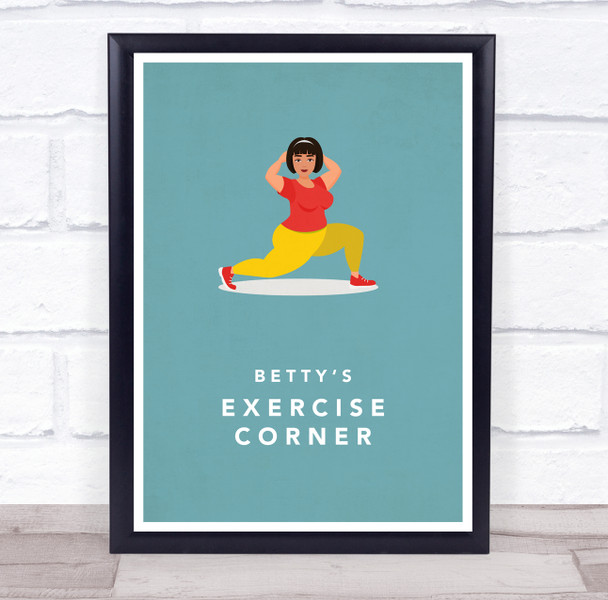 Woman Lunge Work Out Gym Exercise Corner Room Personalised Wall Art Sign