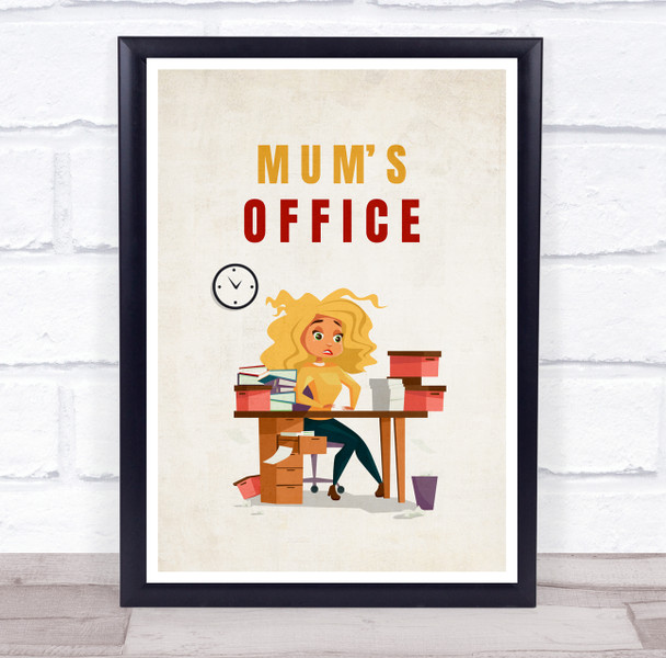 Mum's Office Blond Hair Female Room Personalised Wall Art Sign