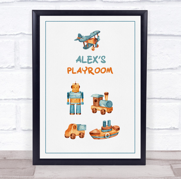 Wooden Toys Play Room Personalised Wall Art Sign