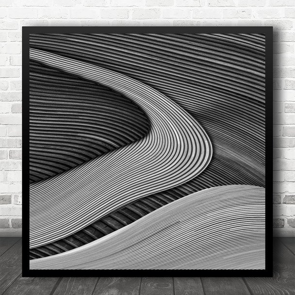 Abstract Wood Curves Landscape Zen Pattern Garden Geometry Lines Square Wall Art Print