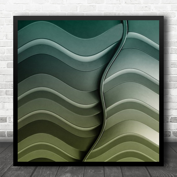 Abstract Wall Steel Kessel-Lo Green Metal Shapes Pattern Wave Square Wall Art Print