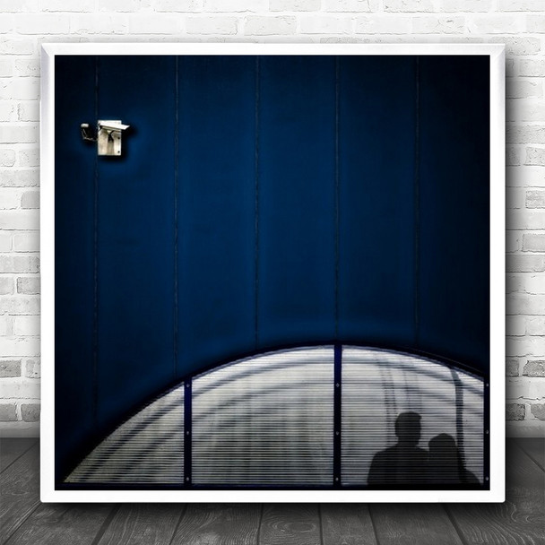 Love Couple Camera Blue Bruges Abstract Wall Facade Surveillance Square Wall Art Print