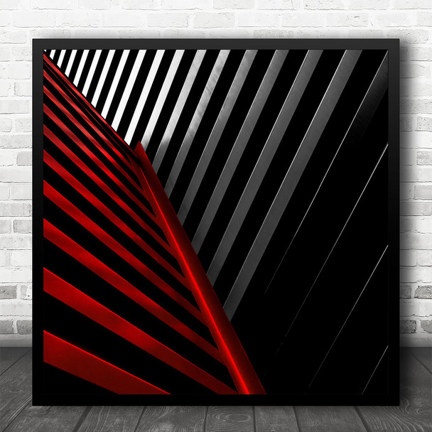 Abstract Architecture Lines Black Red Gray Repetition Wall Flow Square Wall Art Print