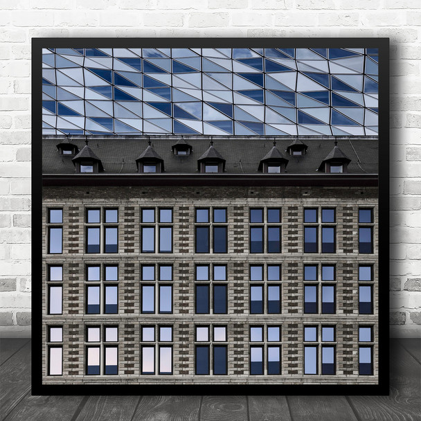 Havenhuis New Old Zaha Hadid Building Offices Windows Special Square Wall Art Print