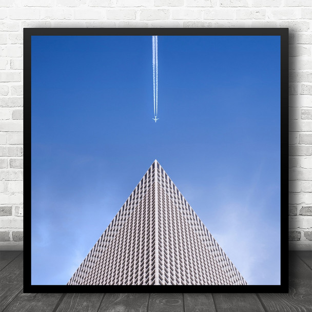 Composition Architecture Contrails Airplane Airliner Aviation Square Wall Art Print