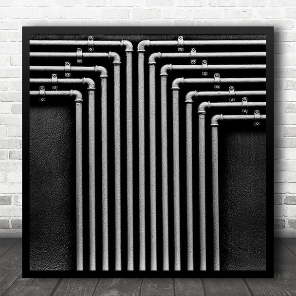 Pipes Pipe Industry Industrial Metal Abstract Gas Tube Tubes Square Wall Art Print