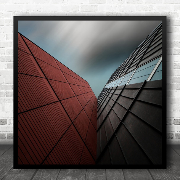 Architecture Facade Grid Pattern Opposition Windows Abstract Square Wall Art Print