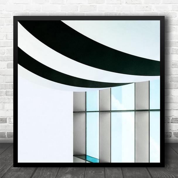 Abstract Black Architecture Lines Reflection Building Wall Square Wall Art Print