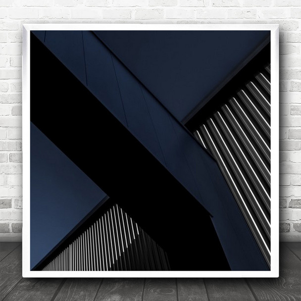 Abstract Diagonal Metal Lines Pipes Industrial Industry Square Wall Art Print