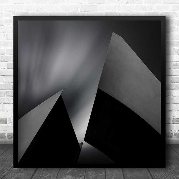 Building Curved Structure Black And White Square Wall Art Print