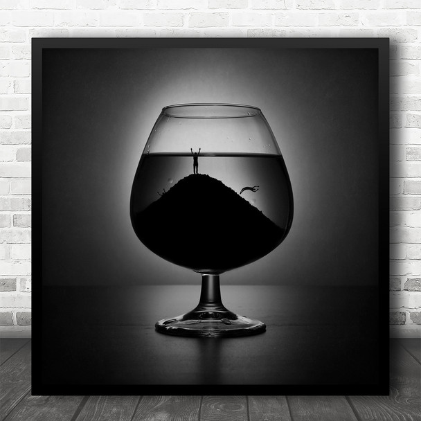 Addiction Glass Drink Drinking Surface Drown Drowning Alcoholism Square Wall Art Print