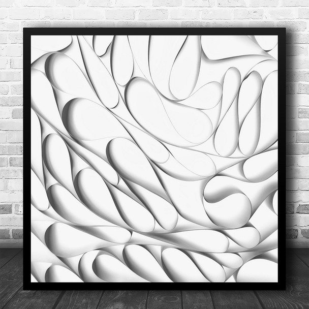 High-Key Abstract Paper Fold Pattern Bright White Square Wall Art Print