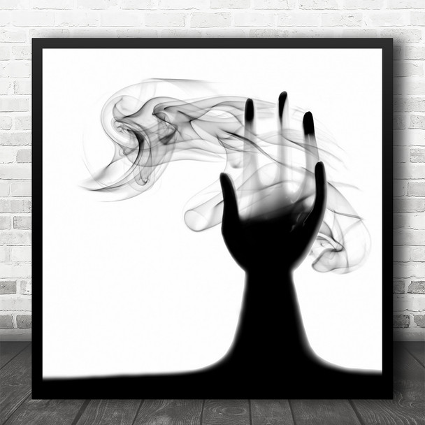 Still Life Hand Abstract Smoke High-Key Incense Square Wall Art Print