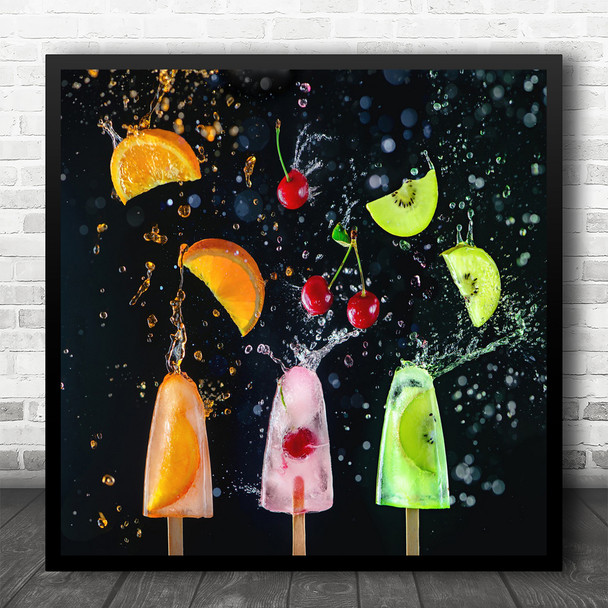 Action Popsicle Collection Multi Coloured Fruit Square Wall Art Print