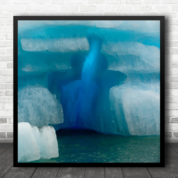 Water Ice Perito Lago Argentina Glacier Iceberg Winter Cold Cave Square Wall Art Print