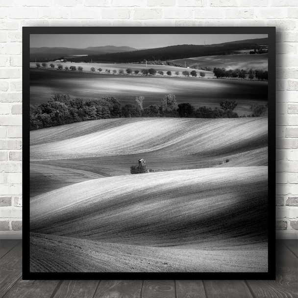 Moravia Fields Landscape Hills Rolling Countryside Rural Field Square Wall Art Print