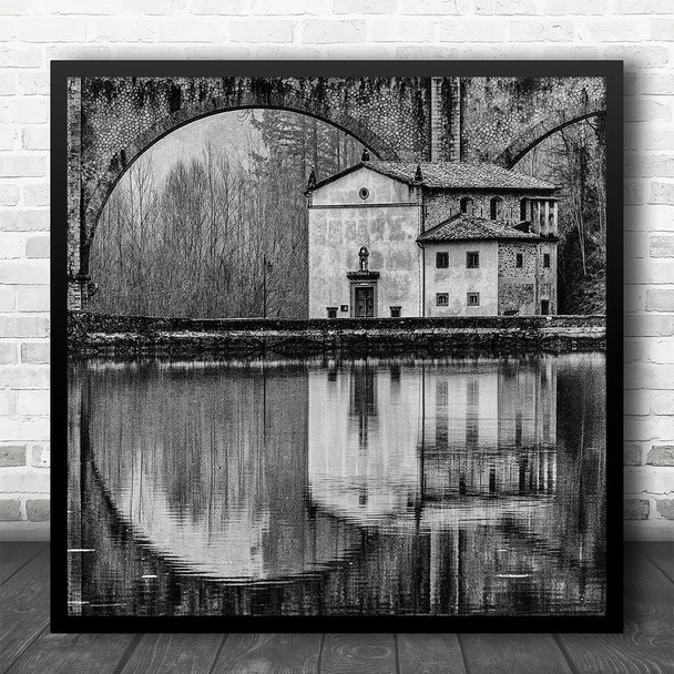 Building House Arch Arches Reflection River Water Bridge Old Square Wall Art Print