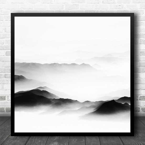 Mountain Mist Landscape Mountains cape Atmosphere Clouds Square Wall Art Print