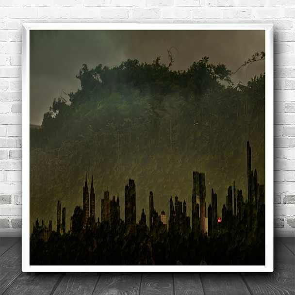 New York Forest City Skyline Square Wall Art Print