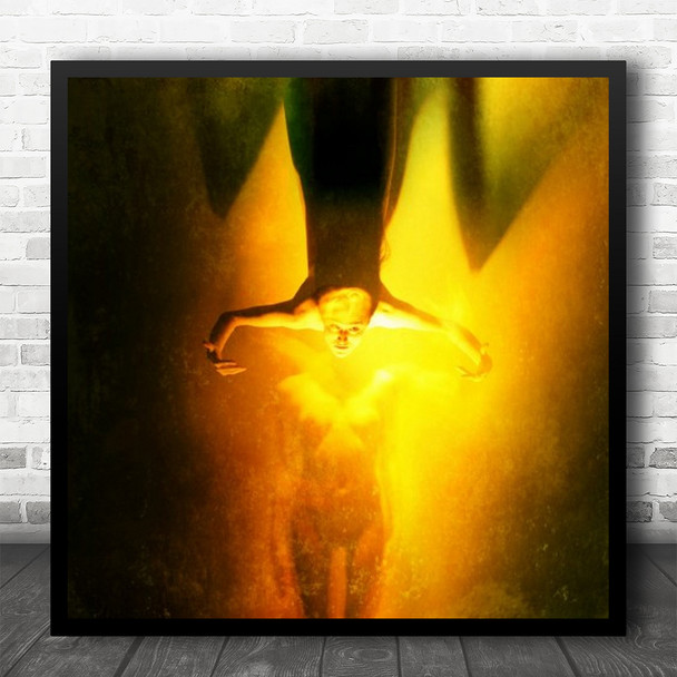 Fine Art Nude Naked Woman Body Yellow Texture Model Face Surreal Square Wall Art Print