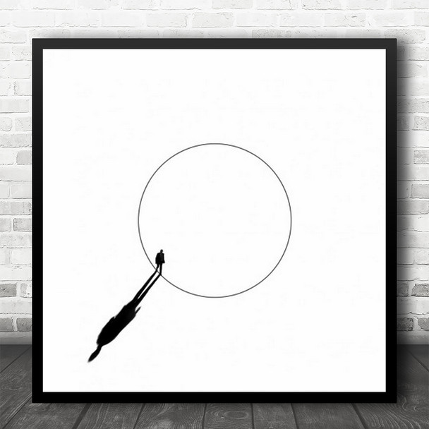 Graphic Circle Person Shadow Businessman Suit Business Contrast Square Wall Art Print