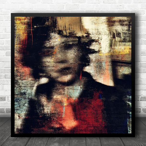 Graphic Blur Blurry Sketch Painterly Texture Face Shadows Square Wall Art Print