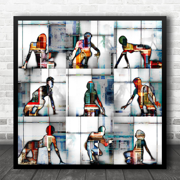 Surreal Surrealism Model Posing Abstract Double Exposure Square Wall Art Print