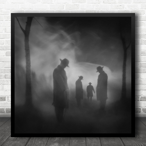 Mood Hat Mystery Shadow Figure Silhouette Graphic Blurry Square Wall Art Print