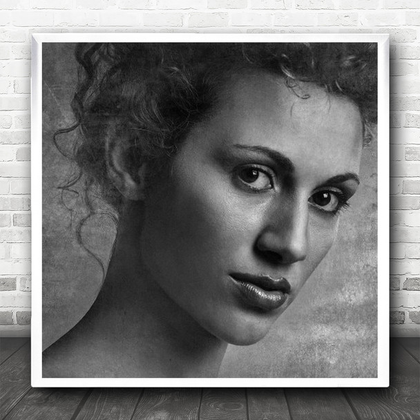 Portrait Woman Person Classic Texture Model Face Maria Square Wall Art Print