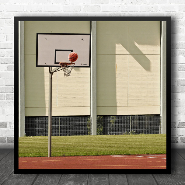 Basketball Ball Basket Sport Sports Goal Score Action Empty Square Wall Art Print