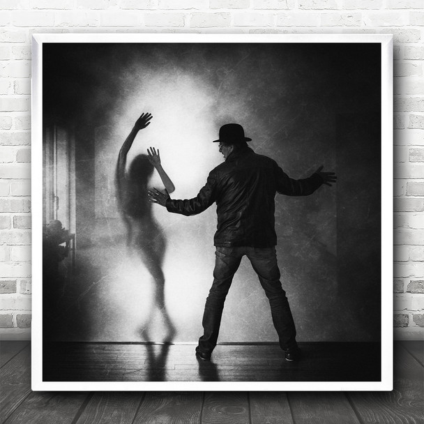 Wall Hands Fingers Hat Man Woman Texture People Conceptual Square Wall Art Print