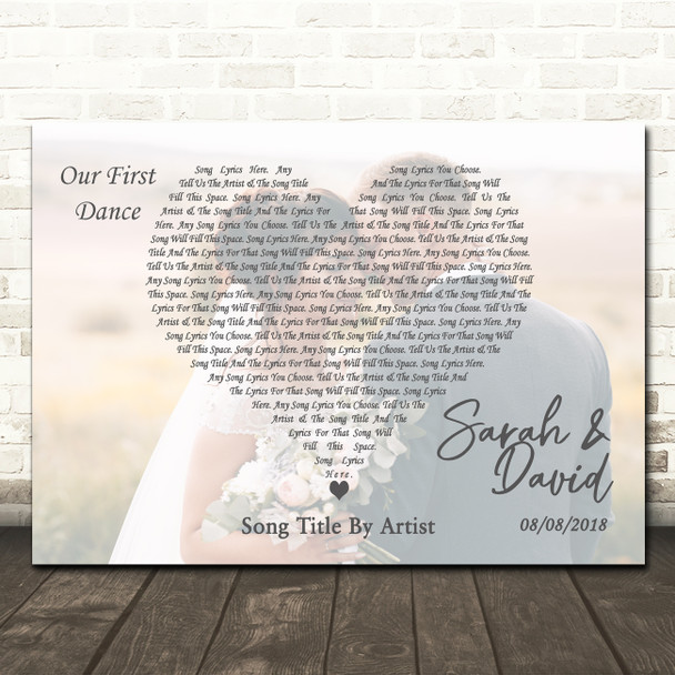 Full Page Landscape Photo First Dance Wedding Any Song Lyric Wall Art Print