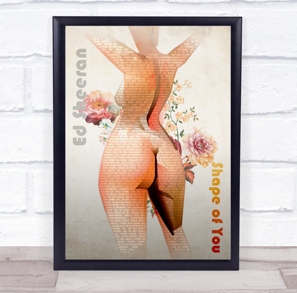 Ed Sheeran Shape Of You Woman Body Floral Music Song Lyric Wall Art Print