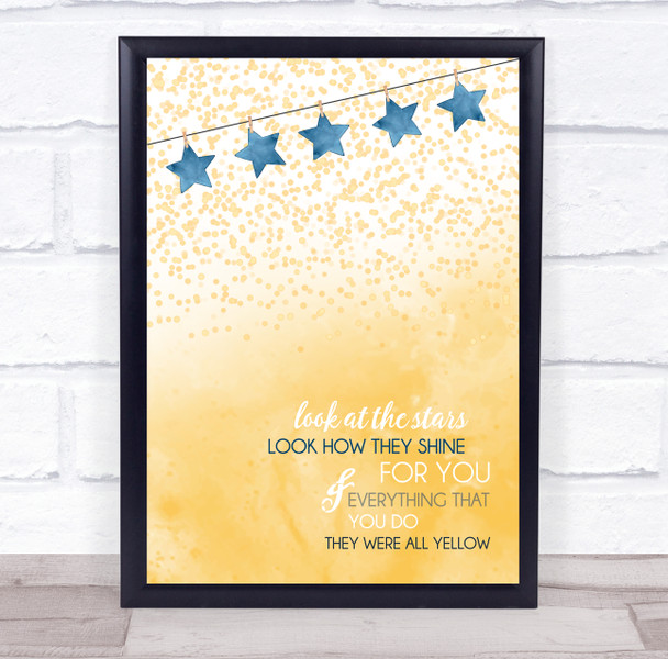 Coldplay Yellow Blue Stars Gold Confetti Music Song Lyric Wall Art Print