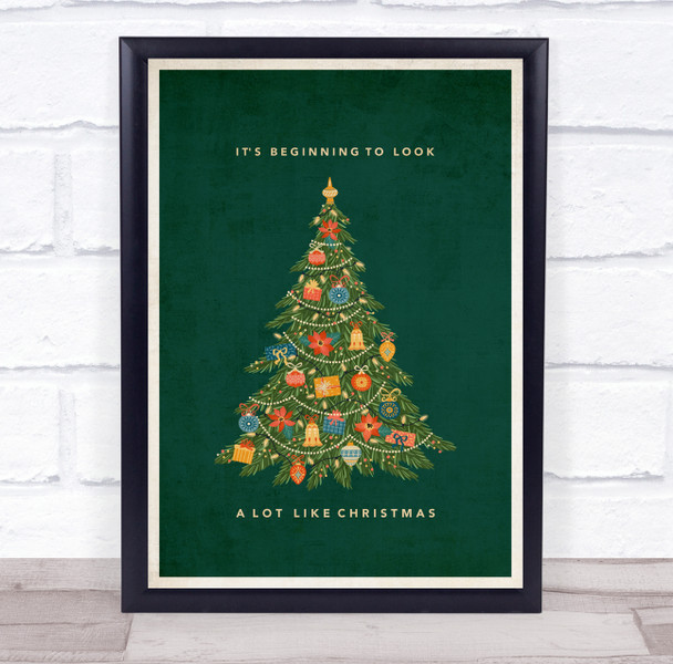It's Beginning To Look A Lot Like Christmas Green Christmas Wall Art Print