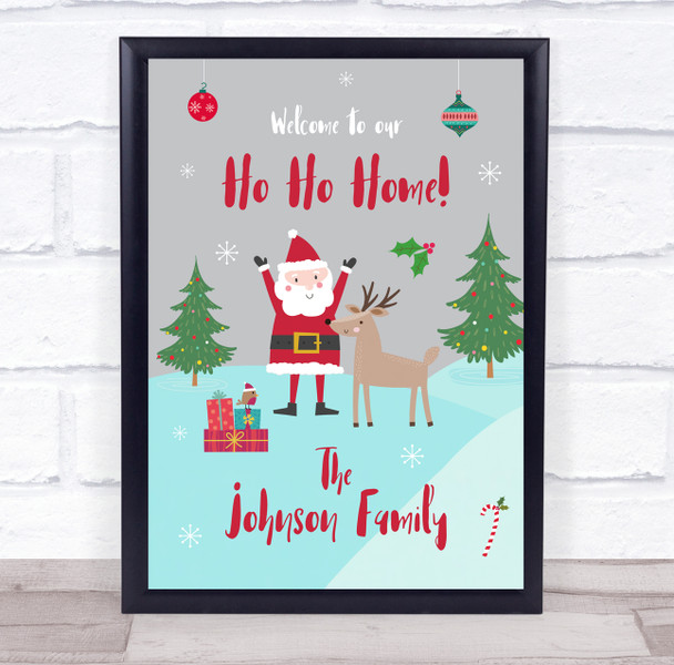 Personalised Family Name Welcome To Our Home Santa Christmas Event Sign Print