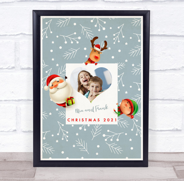 Personalised Siblings Photo Christmas Event Sign Wall Art Print