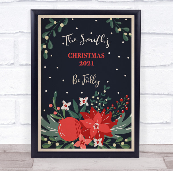 Personalised Family Name Be Jolly Christmas Event Sign Print