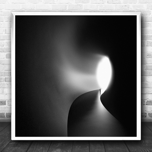 Creative Edit Soft Tunnel Corridor Figure Small Tiny Silhouette Square Art Print